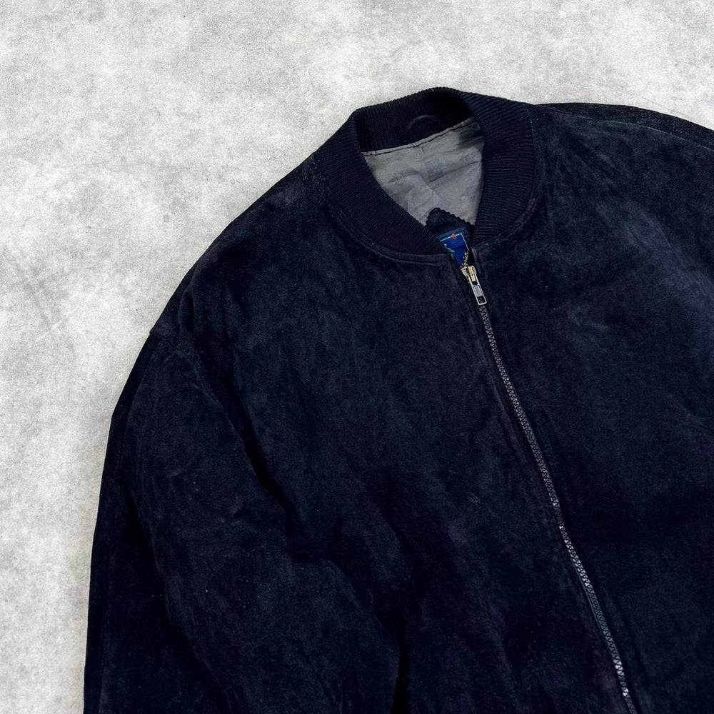 Vintage suede leather bomber jacket