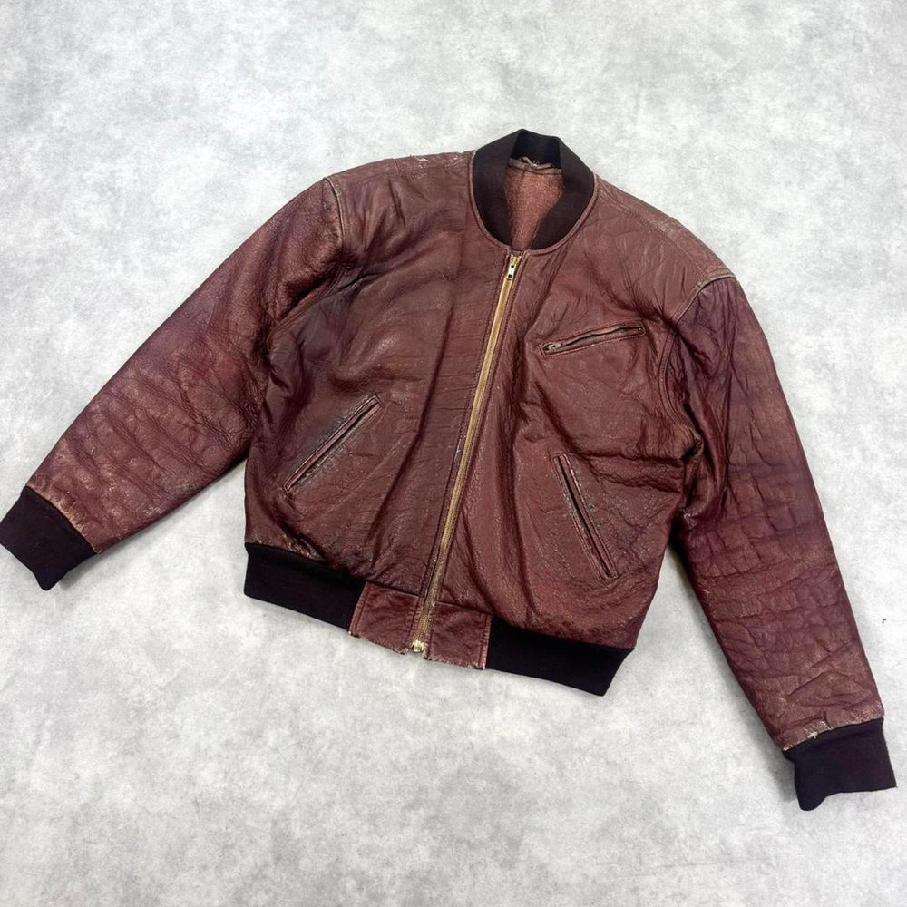 Vintage 80s leather bomber jacket