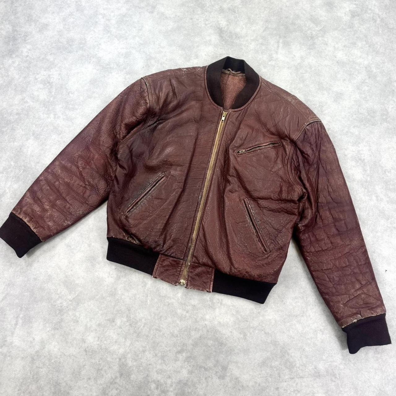 Vintage 80s leather bomber jacket
