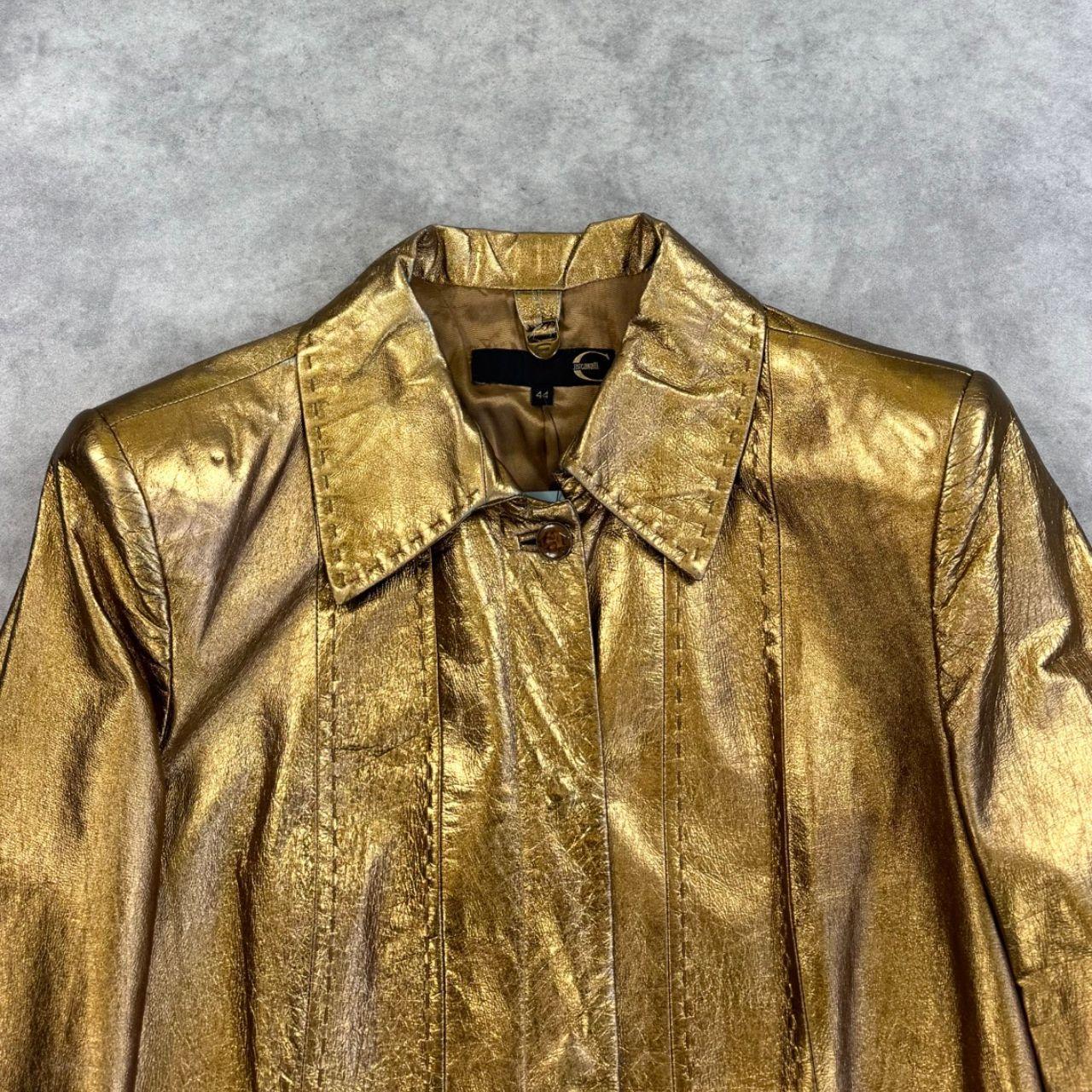 Roberto Cavalli Gold Leather Coat