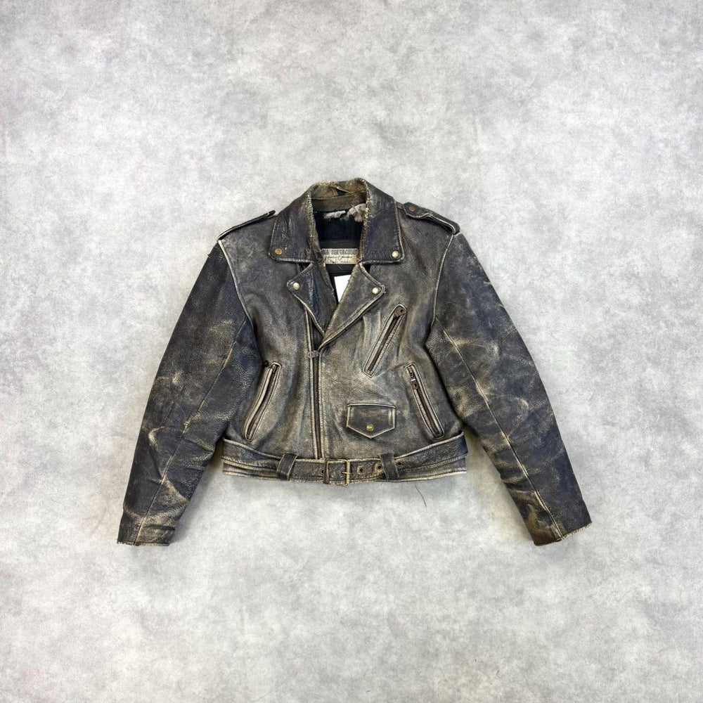Leather Jacket Rare 1980s Distressed Biker