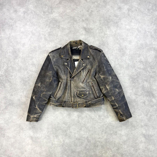 Leather Jacket Rare 1980s Distressed Biker