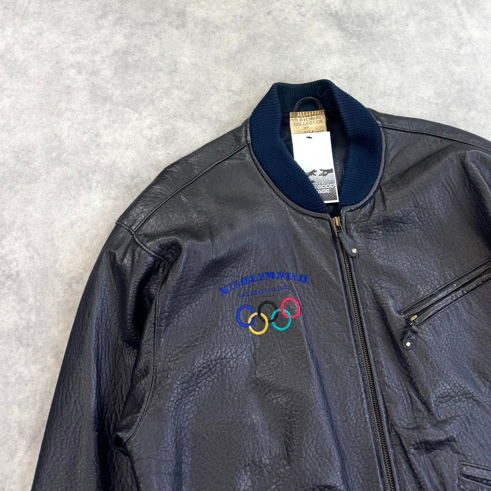 Vintage Adidas Olympics leather jacket