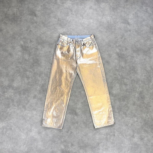 Levi's silver painted jeans