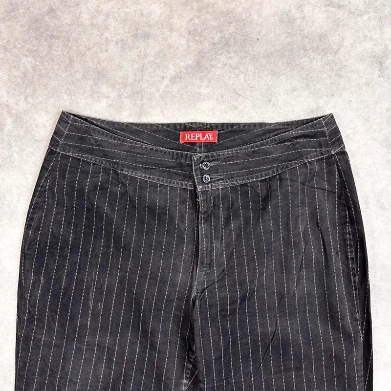 Replay trousers boot leg pinstripe