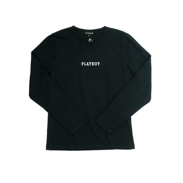 Vintage y2k play boy black long sleeve cotton top