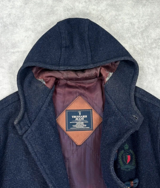 Vintage Trussardi striped blanket duffel coat