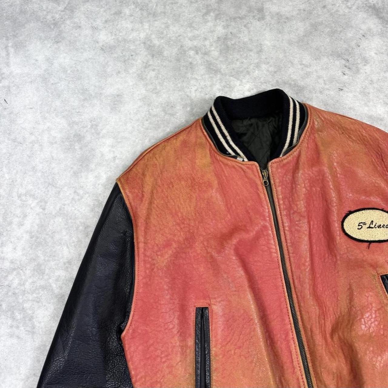 Leather varsity bomber jacket