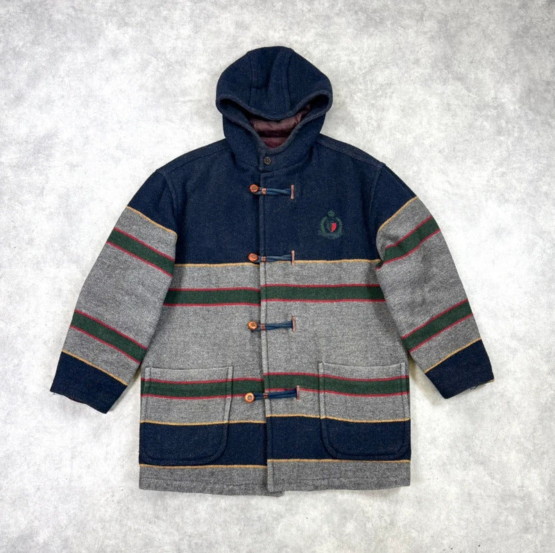 Vintage Trussardi striped blanket duffel coat