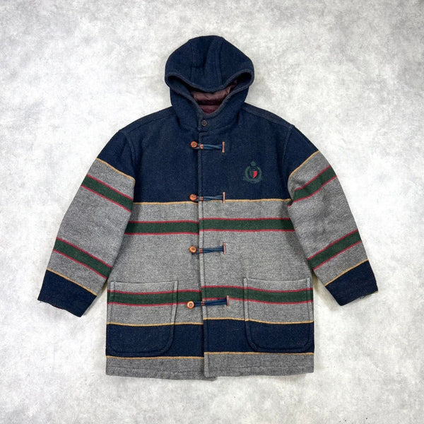 Vintage Trussardi striped blanket duffel coat