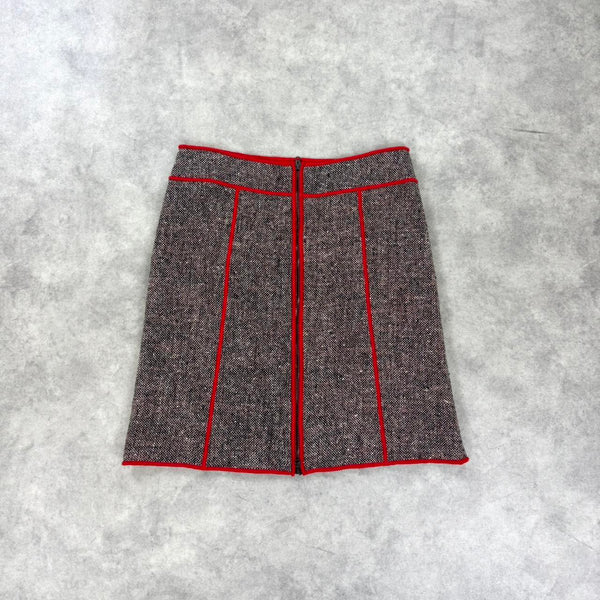 Vintage Moschino tweed zip front skirt