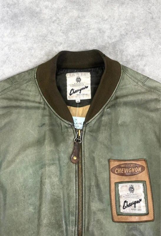 Vintage Chevignon leather bomber jacket