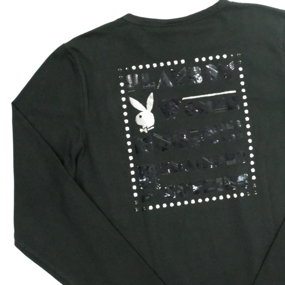 Vintage y2k play boy black long sleeve cotton top