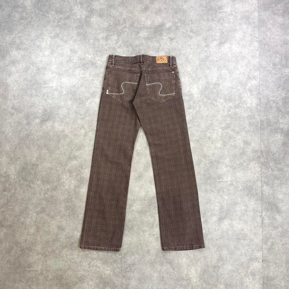 Evisu brown checkered trousers