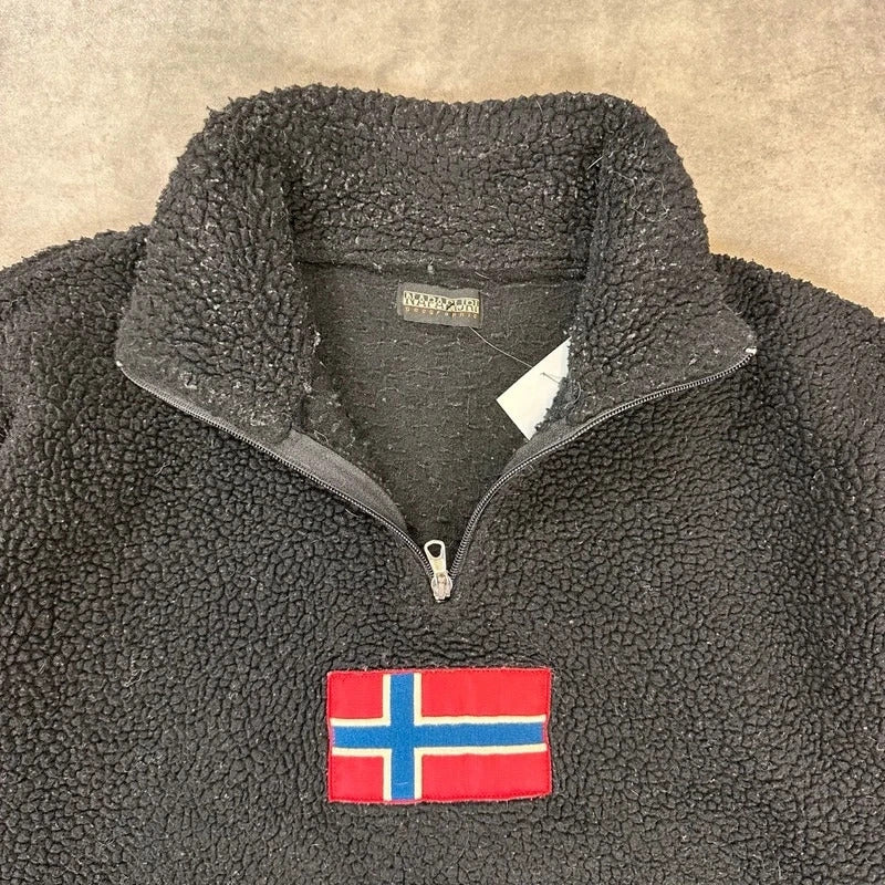 Napapijri quarter zip Sherpa fleece