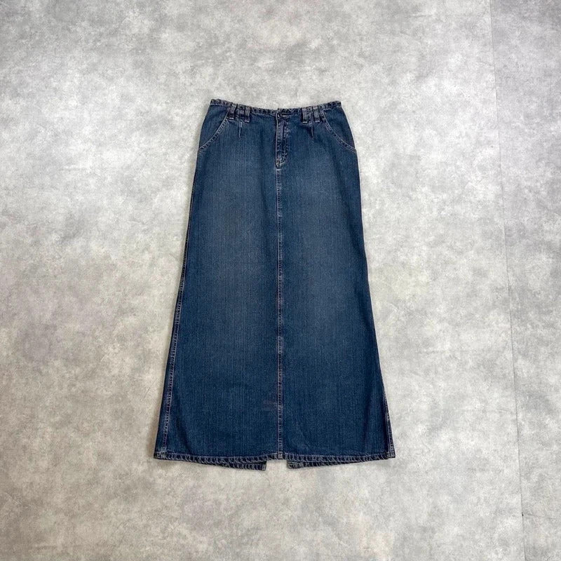 Sisley maxi denim skirt y2k long denim