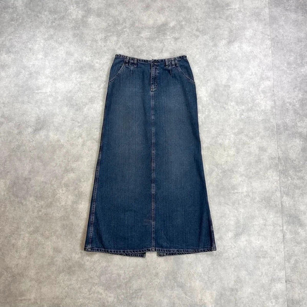 Sisley maxi denim skirt y2k long denim