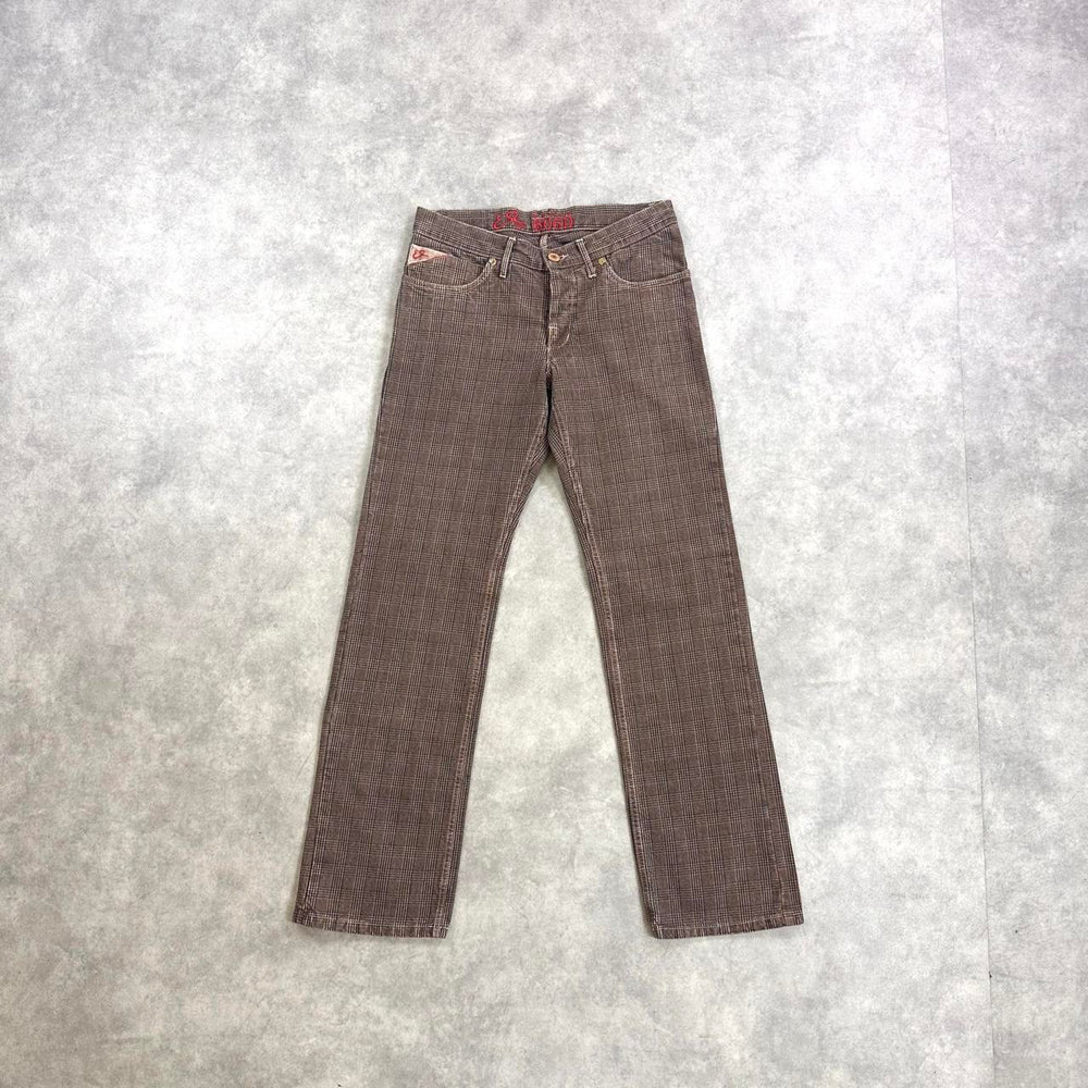 Evisu brown checkered trousers
