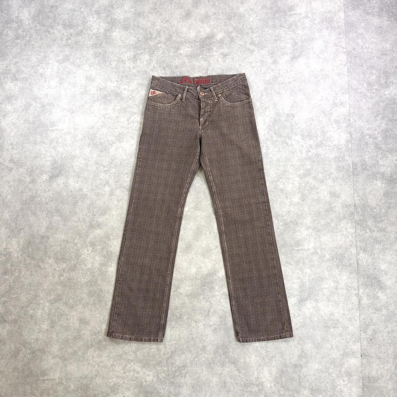 Evisu brown checkered trousers