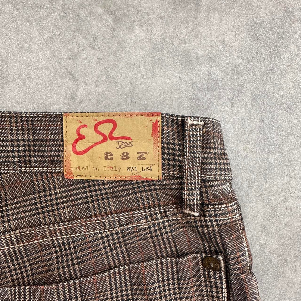 Evisu brown checkered trousers