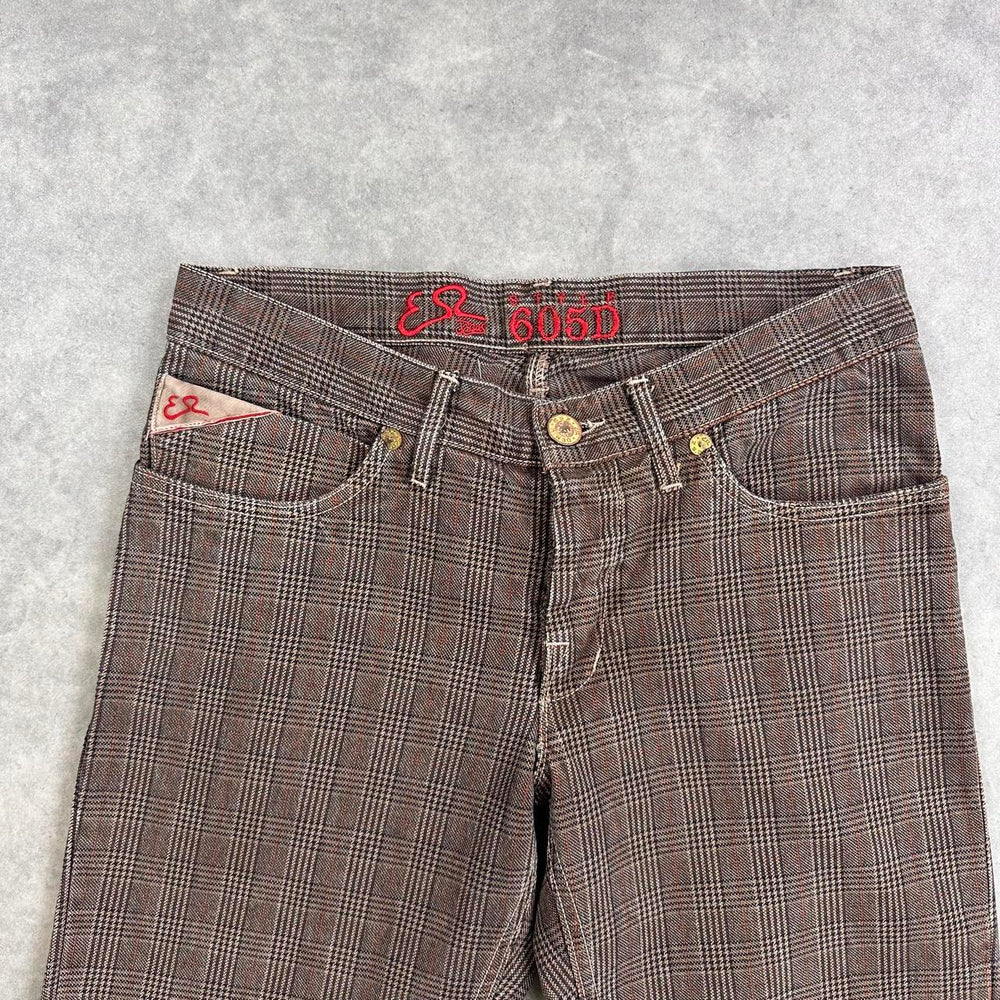 Evisu brown checkered trousers