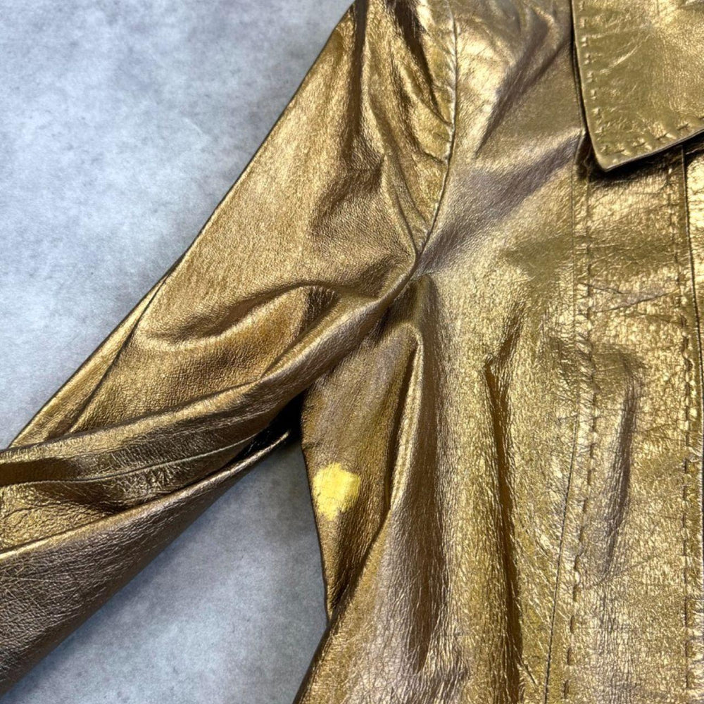 Roberto Cavalli Gold Leather Coat