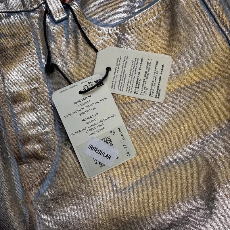 Levi's silver painted jeans