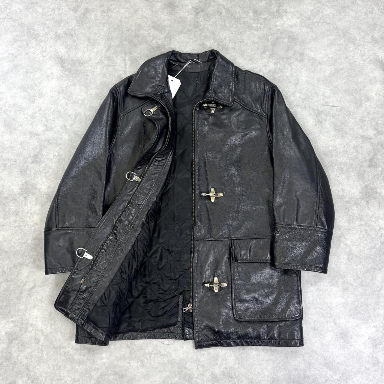 Vintage 90s Leather fireman’s clip coat