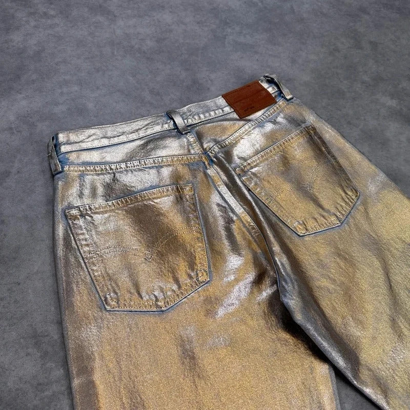 Levi's silver painted jeans