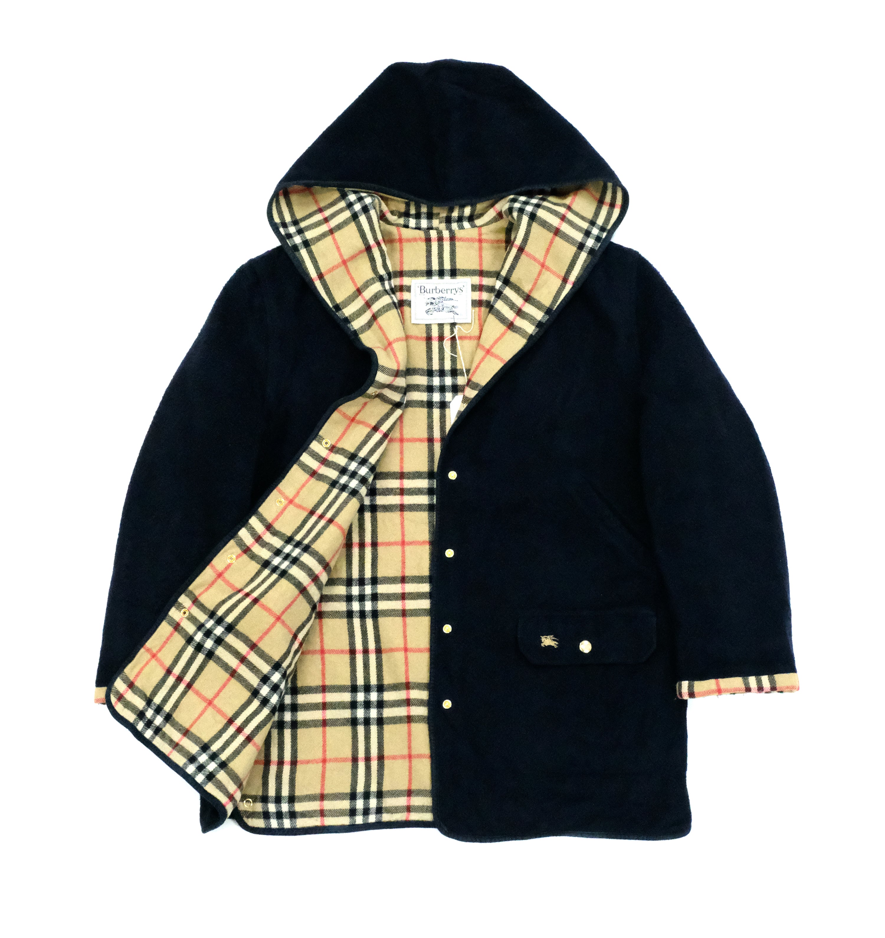 Vintage Burberry hooded wool coat