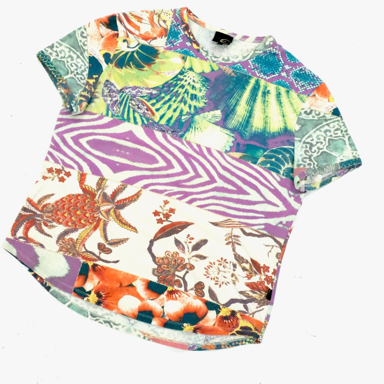 Just Cavalli tropical print t-shirt with glitter detailing