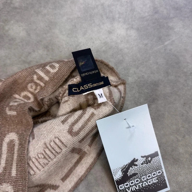 Roberto Cavalli logo knit beanie