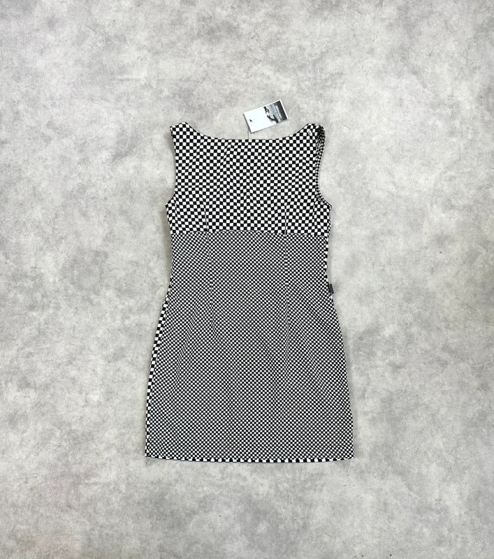Vintage Moschino check board print dress