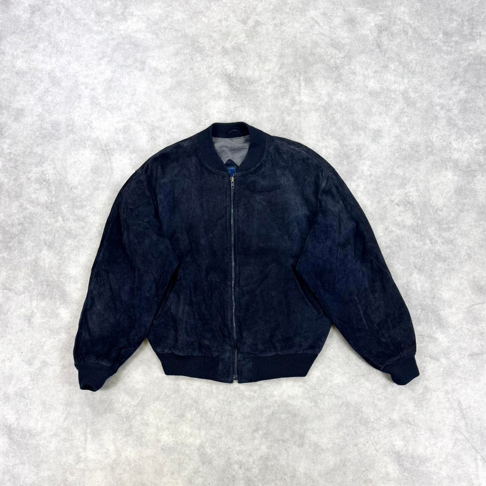Vintage suede leather bomber jacket