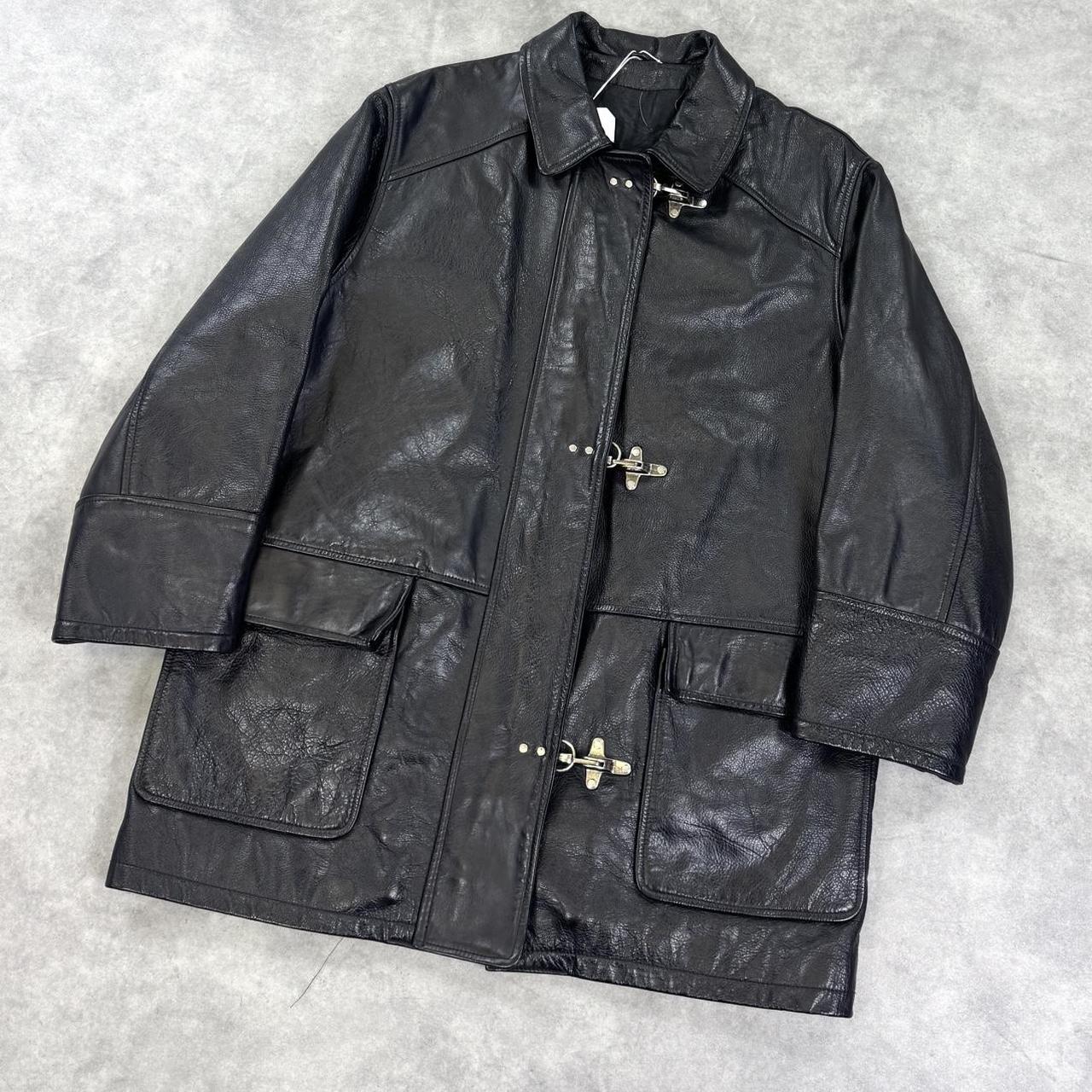 Vintage 90s Leather fireman’s clip coat
