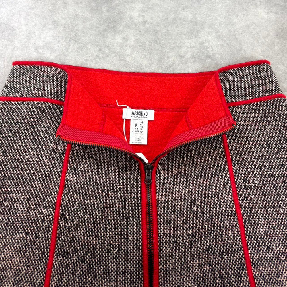 Vintage Moschino tweed zip front skirt