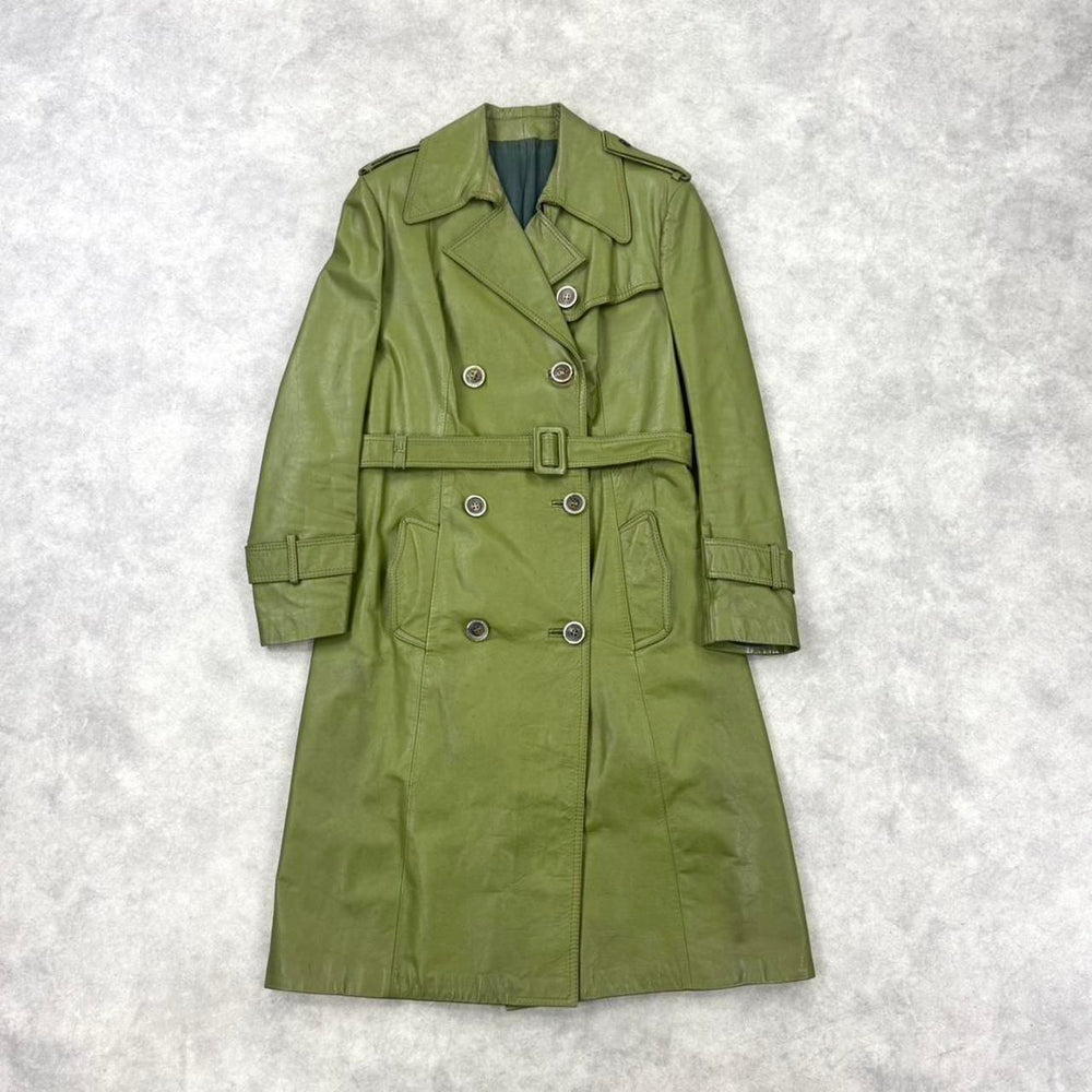 Vintage 70s leather double breasted trench coat