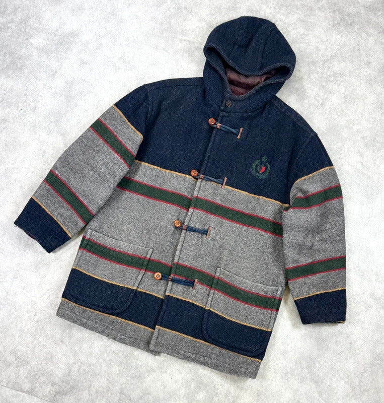 Vintage Trussardi striped blanket duffel coat