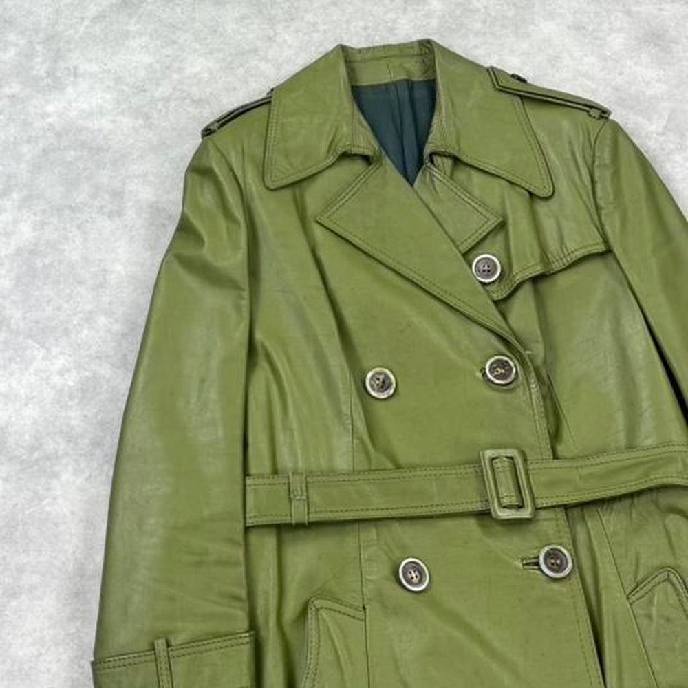 Vintage 70s leather double breasted trench coat