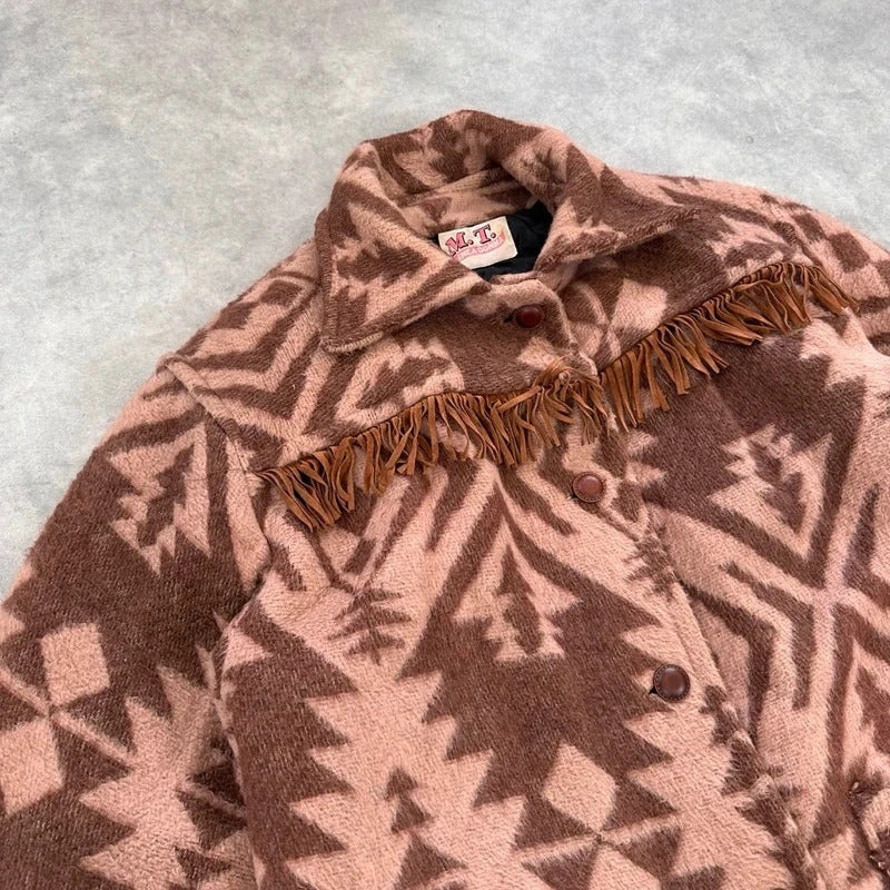 Vintage Aztec print wool coat
