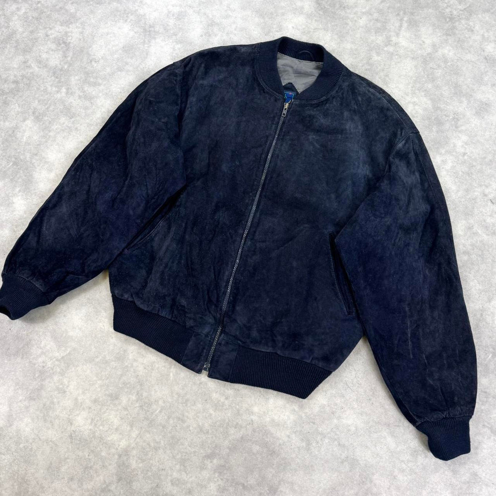 Vintage suede leather bomber jacket