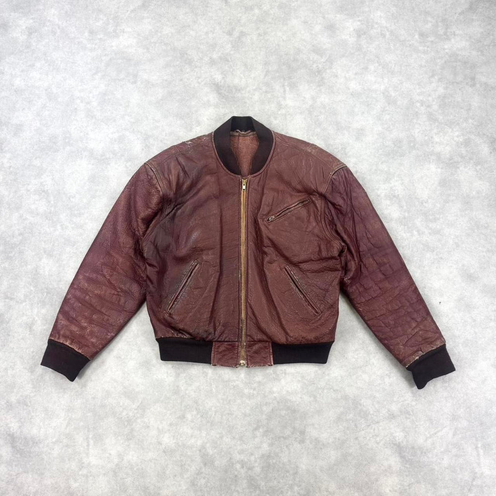 Vintage 80s leather bomber jacket