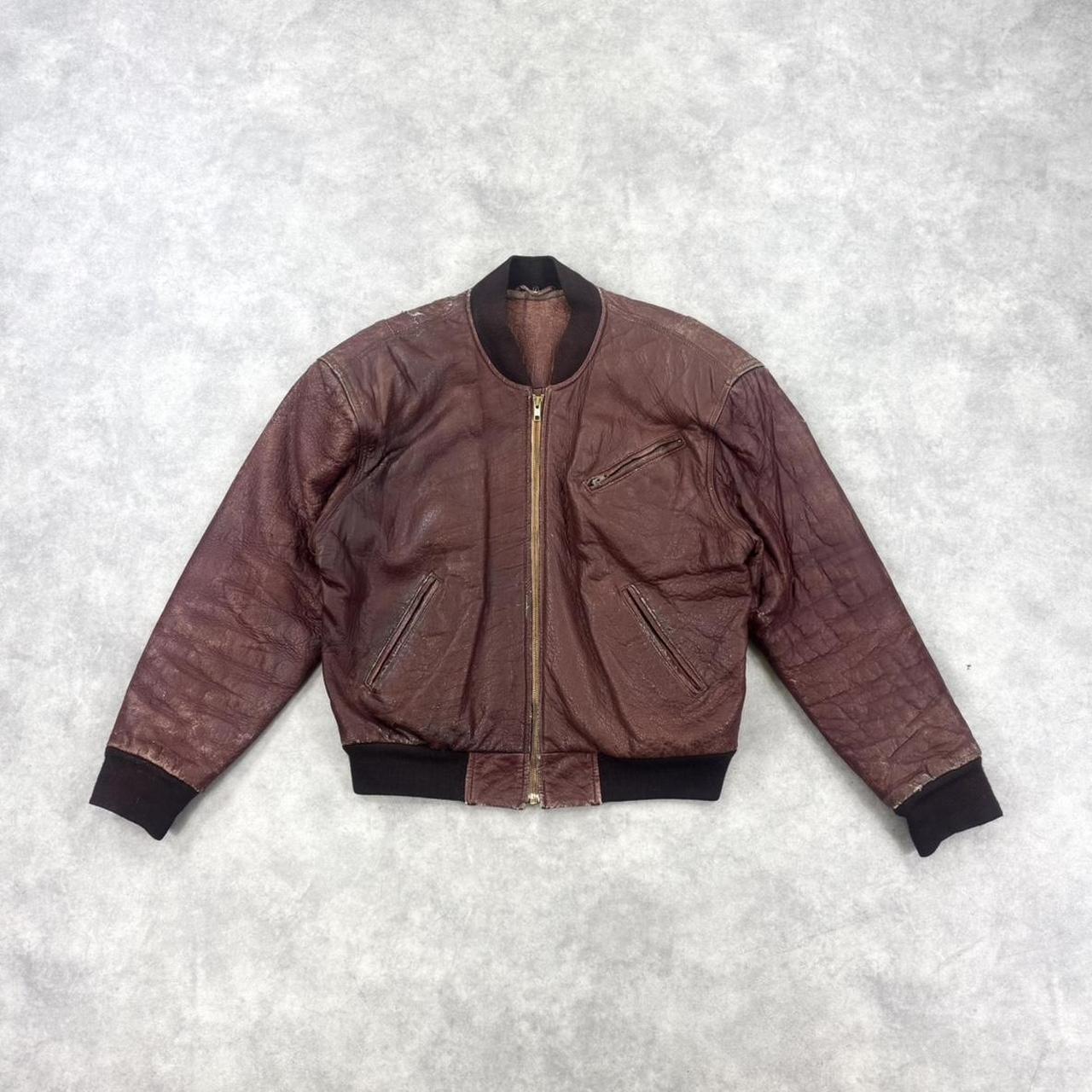 Vintage 80s leather bomber jacket