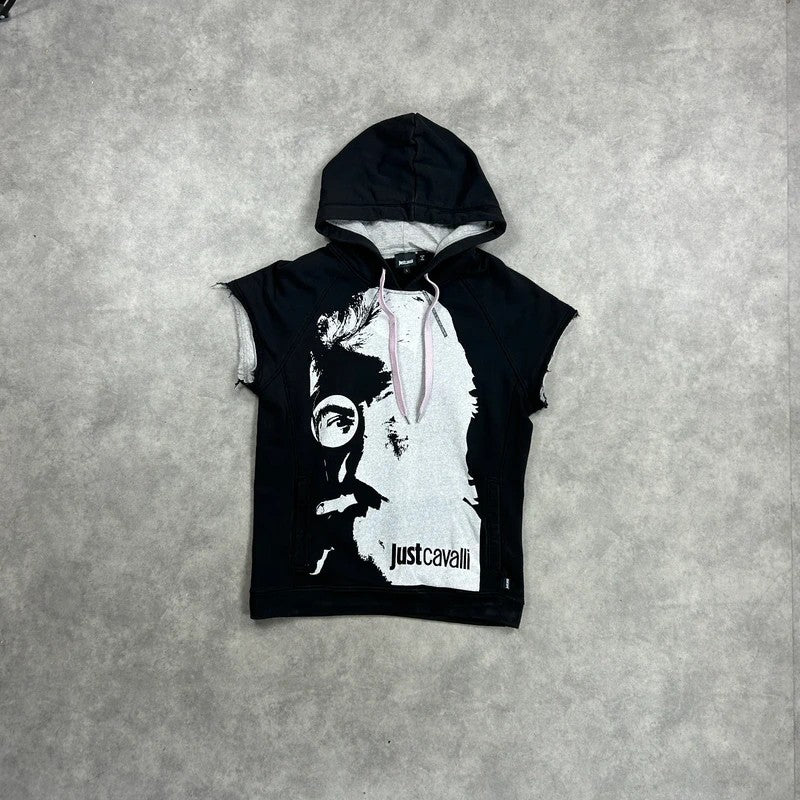 Cavalli Print Sleeveless Hoodie