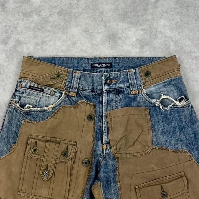 Dolce & Gabbana A/W 2005 multi pocket hybrid cargo jeans.