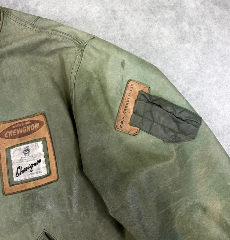 Vintage Chevignon leather bomber jacket