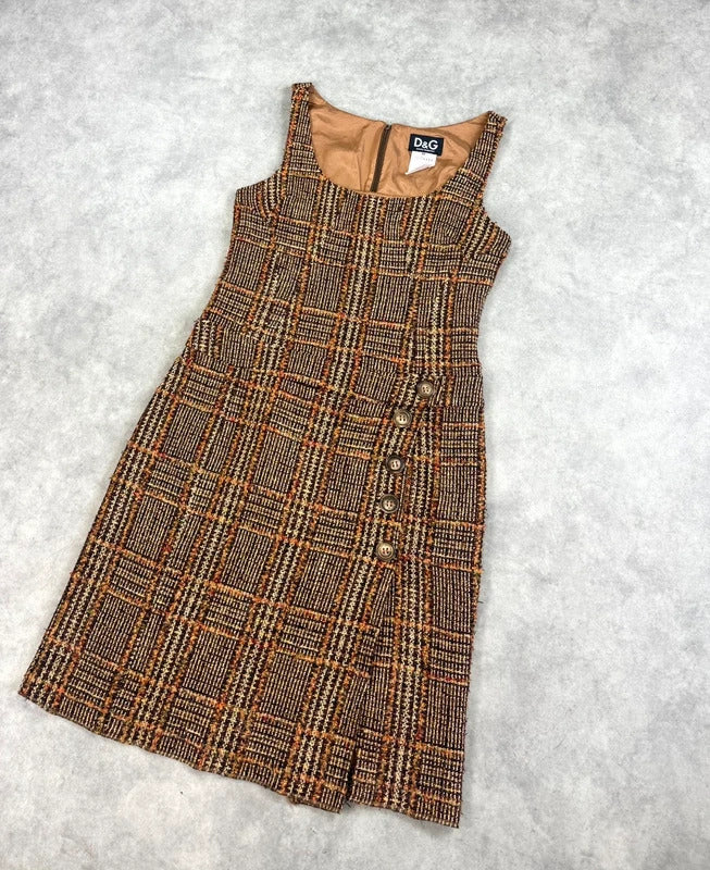 Vintage Dolce & Gabbana check tweed dress