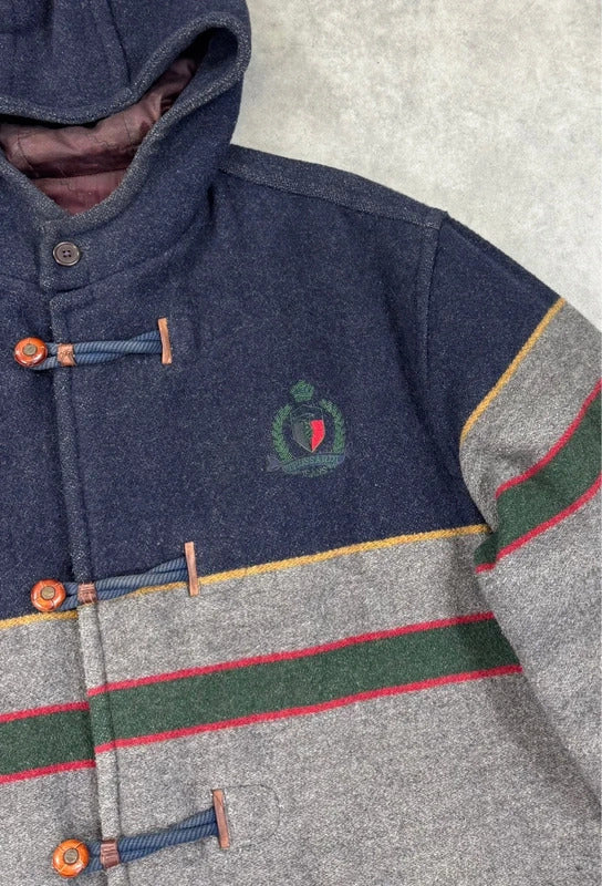 Vintage Trussardi striped blanket duffel coat