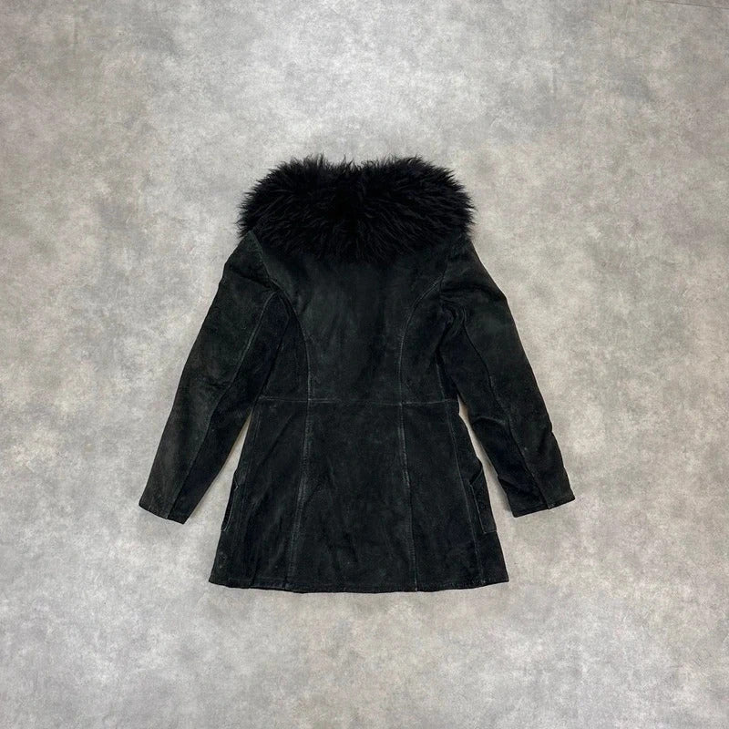 Suede shearling coat