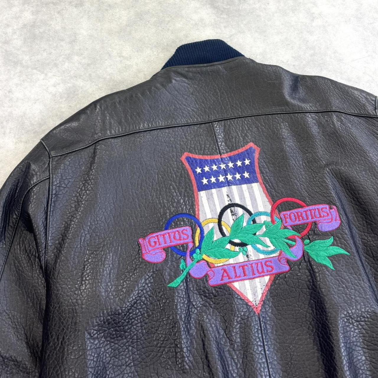 Vintage Adidas Olympics leather jacket